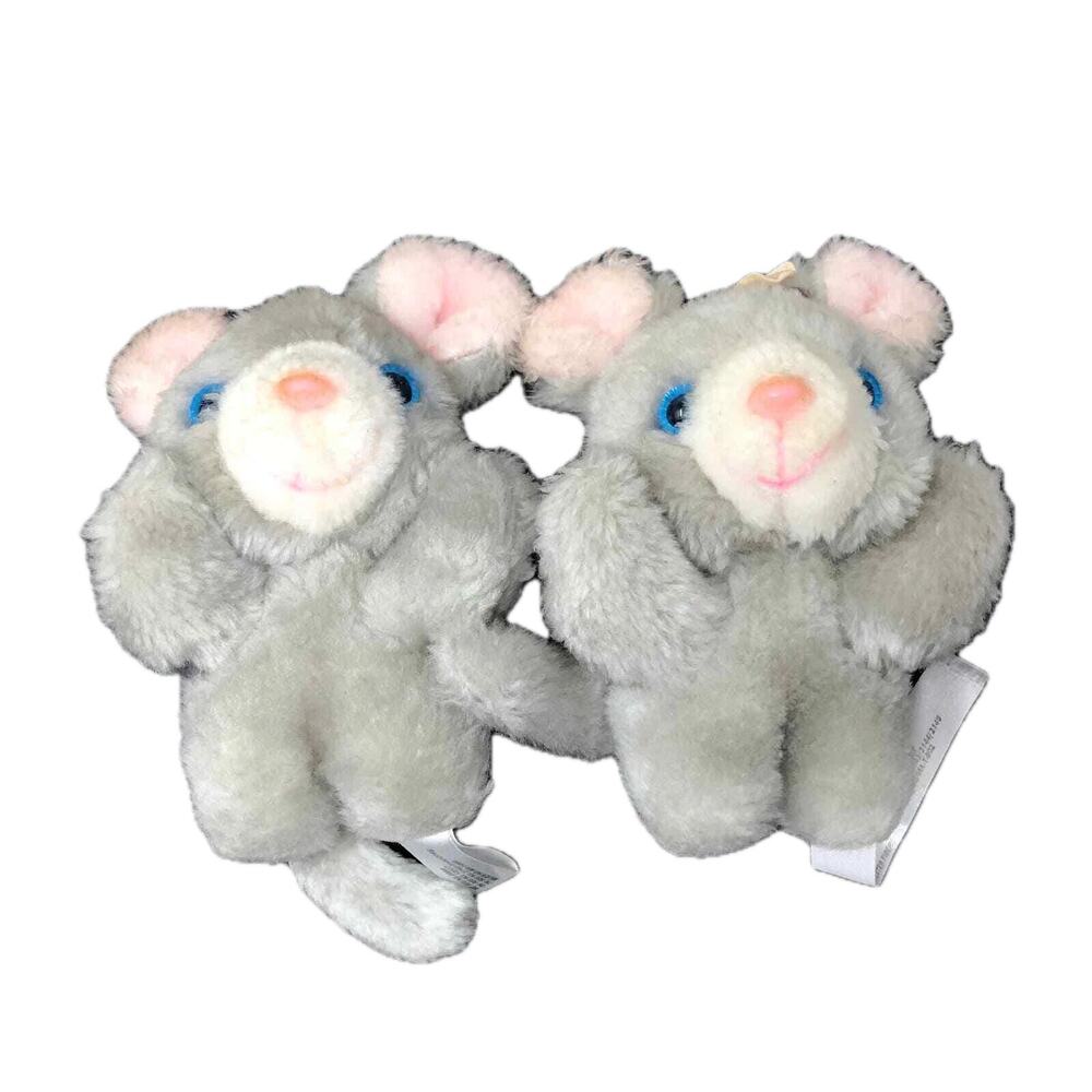 House of Lloyd Mouse Plush Set of 2 Replacement 5" Gray Babies VTG 1989‎